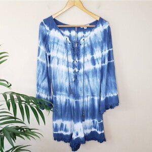 American Eagle | Blue White Tie Dye Romper Size Small